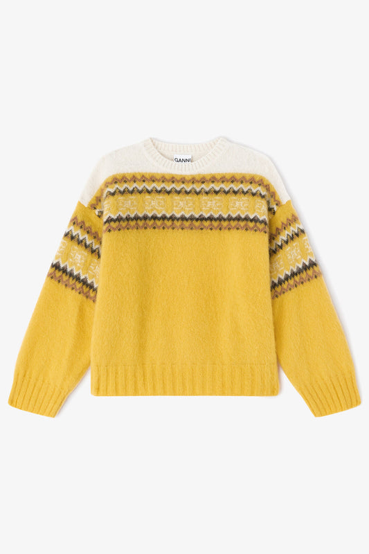 Yellow Intarsia Sweater - GANNI