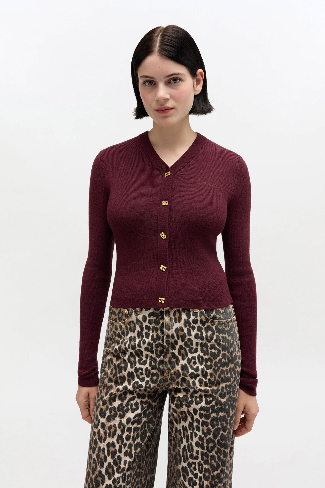 Ribbed V-Neck Cardigan - GANNI