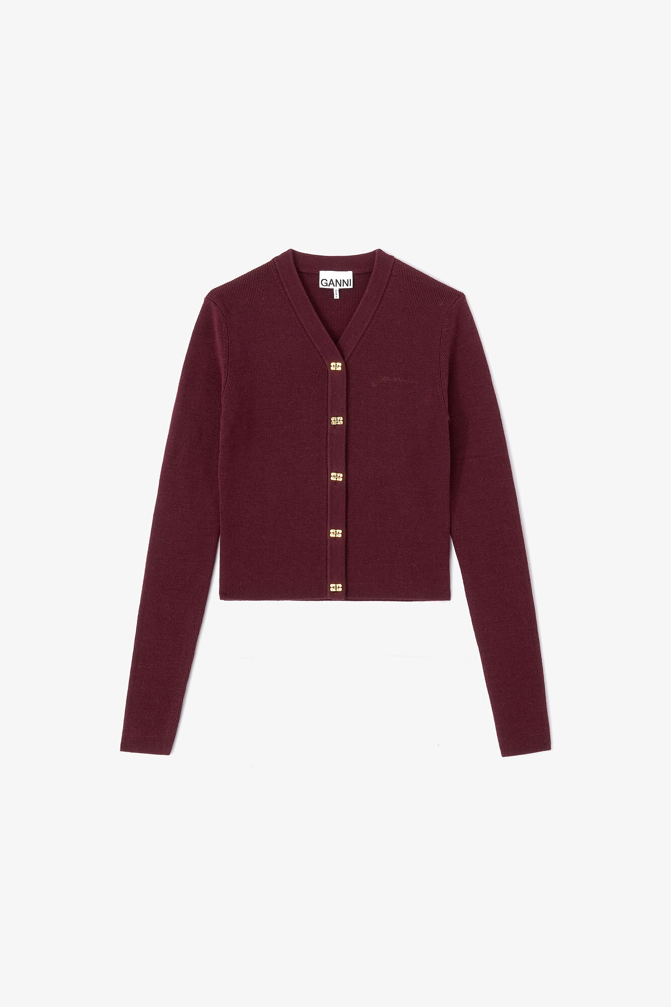 Ribbed V-Neck Cardigan - GANNI
