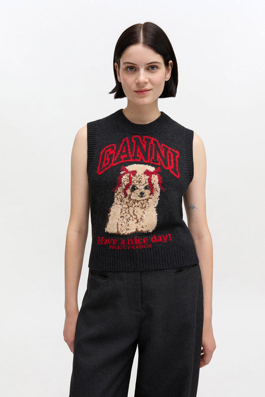 Graphic Wool Vest - GANNI