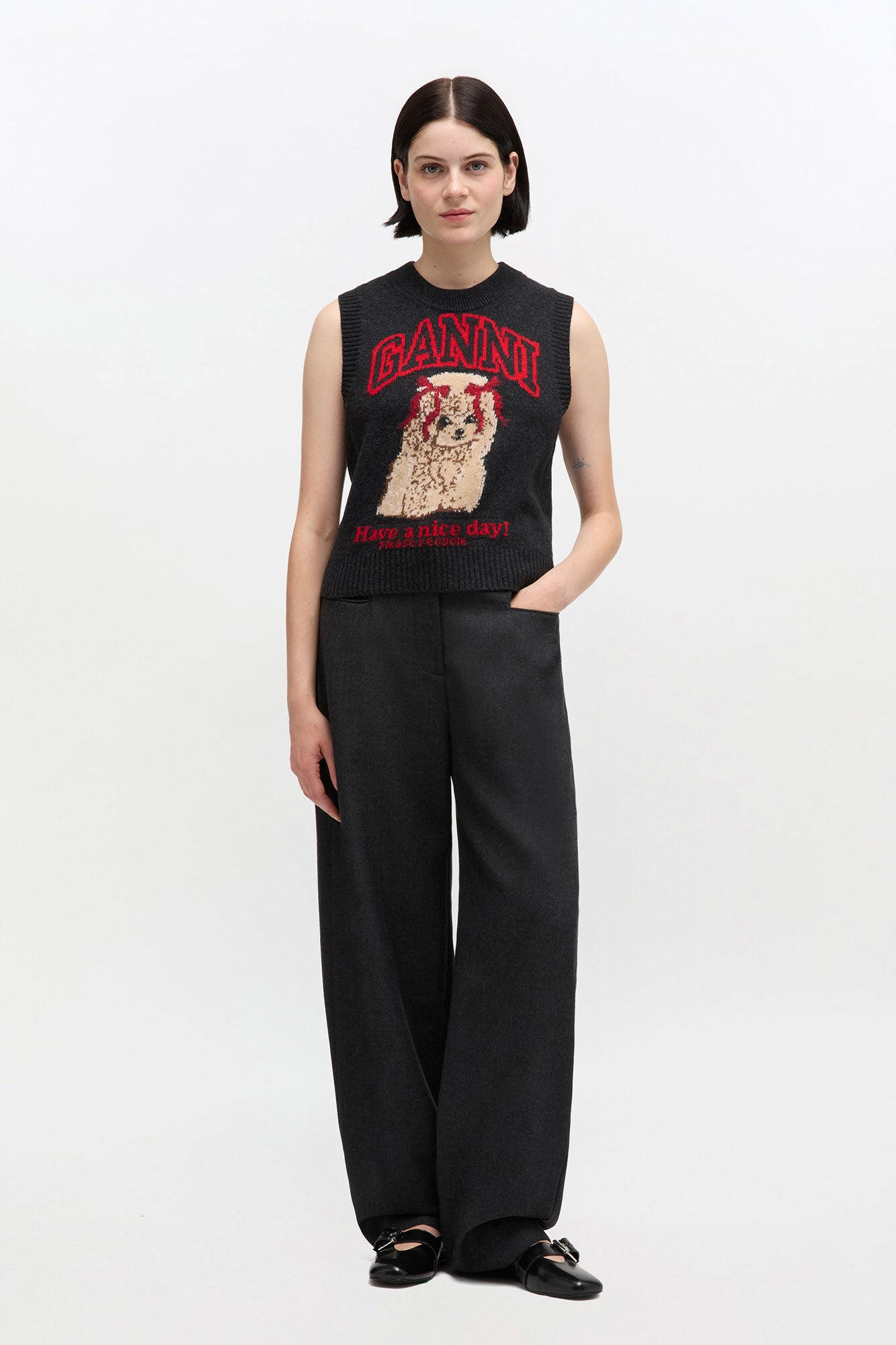 Graphic Wool Vest - GANNI