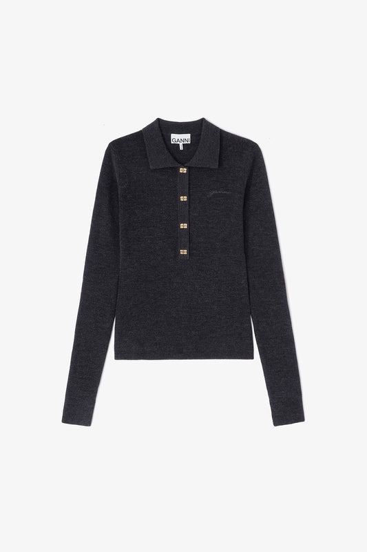 Knitted Polo Shirt - GANNI
