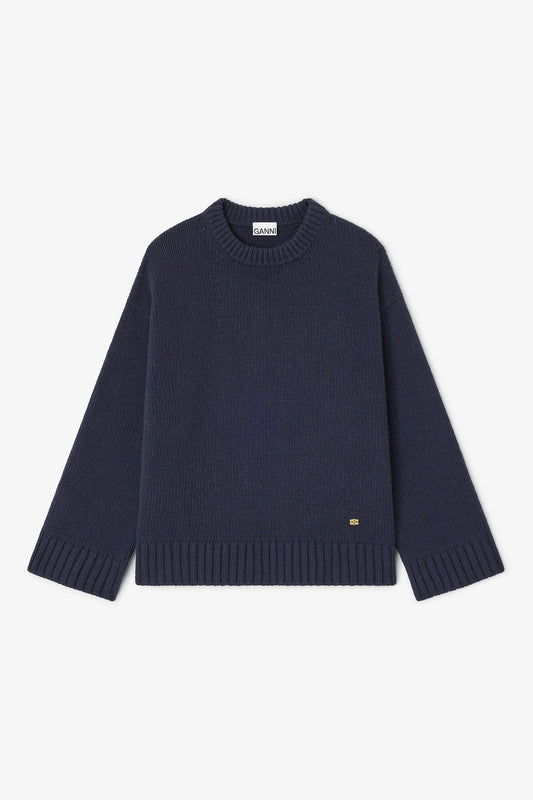 Dark Blue Wool Mix Sweater - GANNI