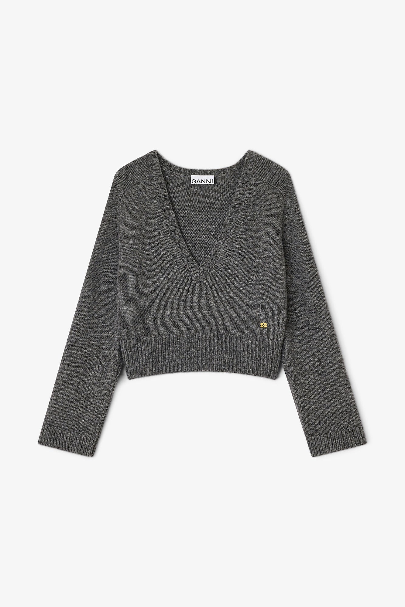 Dark Grey V-neck Sweater - GANNI