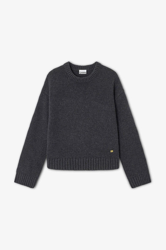 Dark Grey Wool Mix Sweater - GANNI