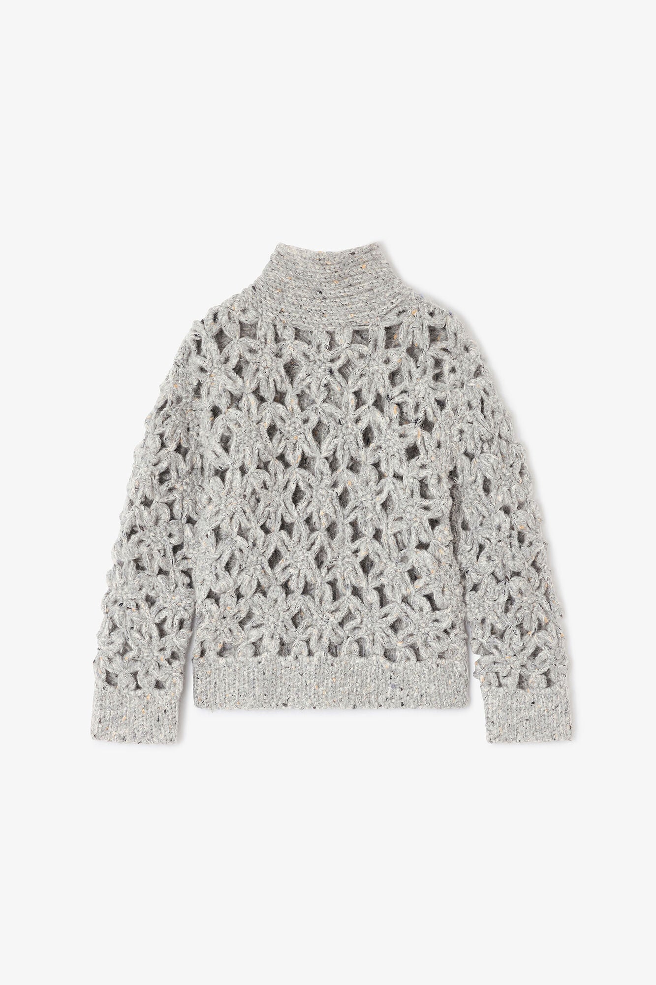 Grey Flower Crochet Sweater - GANNI
