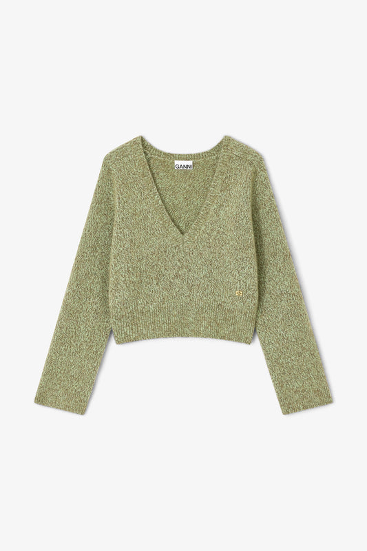 Green V-neck Sweater - GANNI