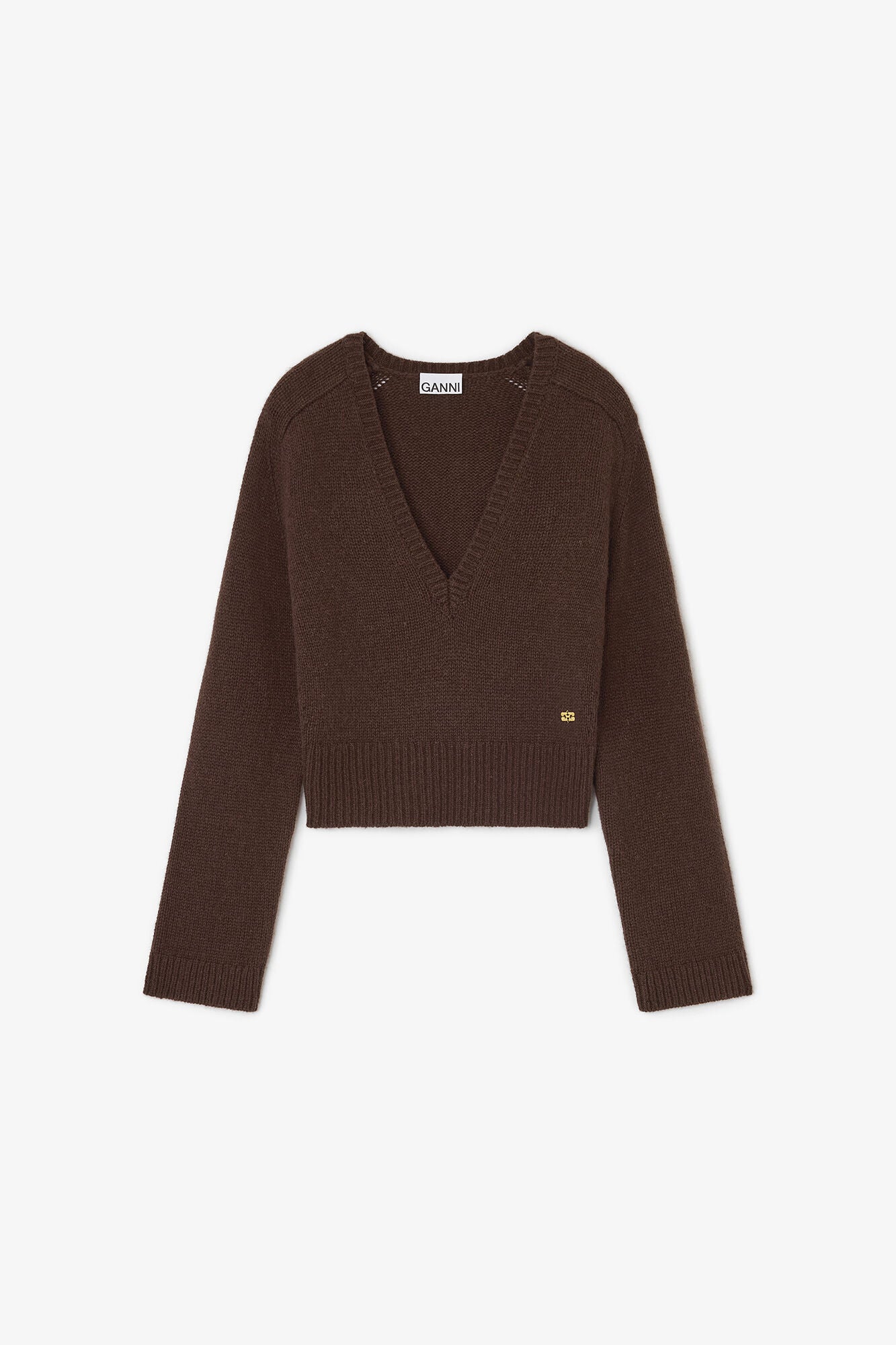 Brown V-neck Sweater - GANNI
