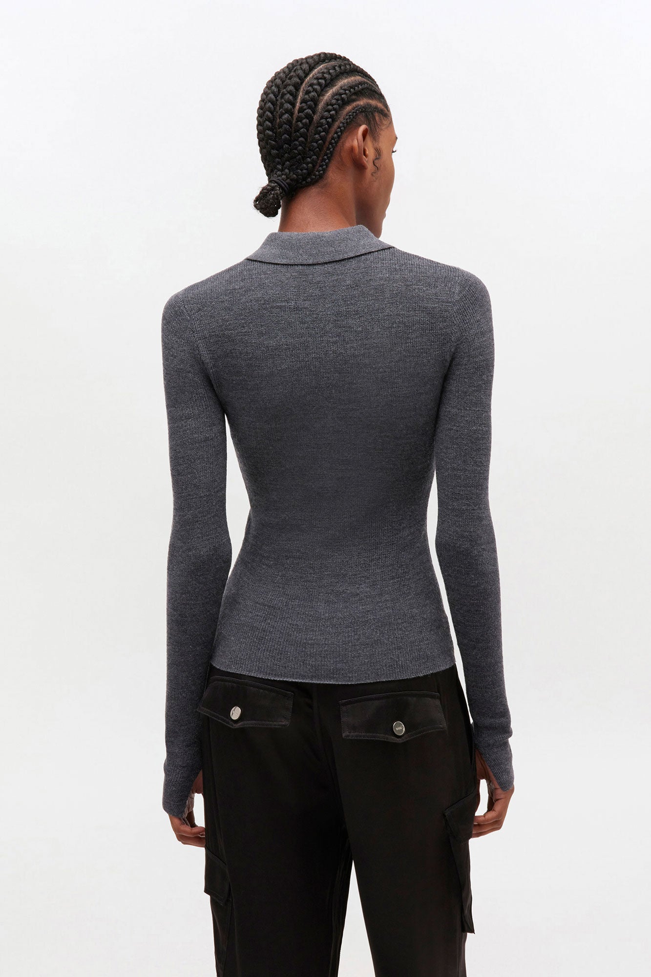 Dark Grey Knitted Polo Shirt - GANNI