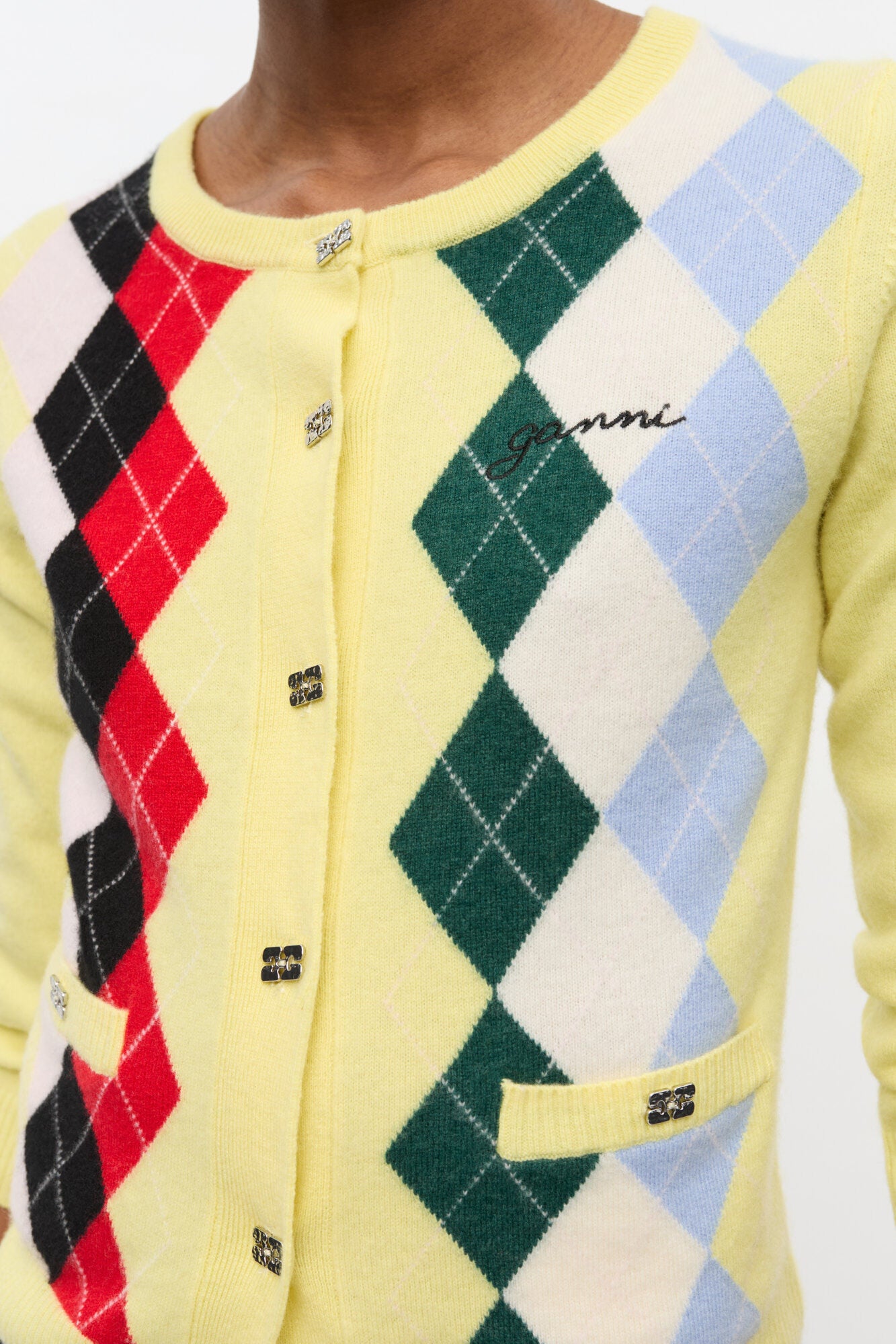 Yellow Check Cardigan - GANNI