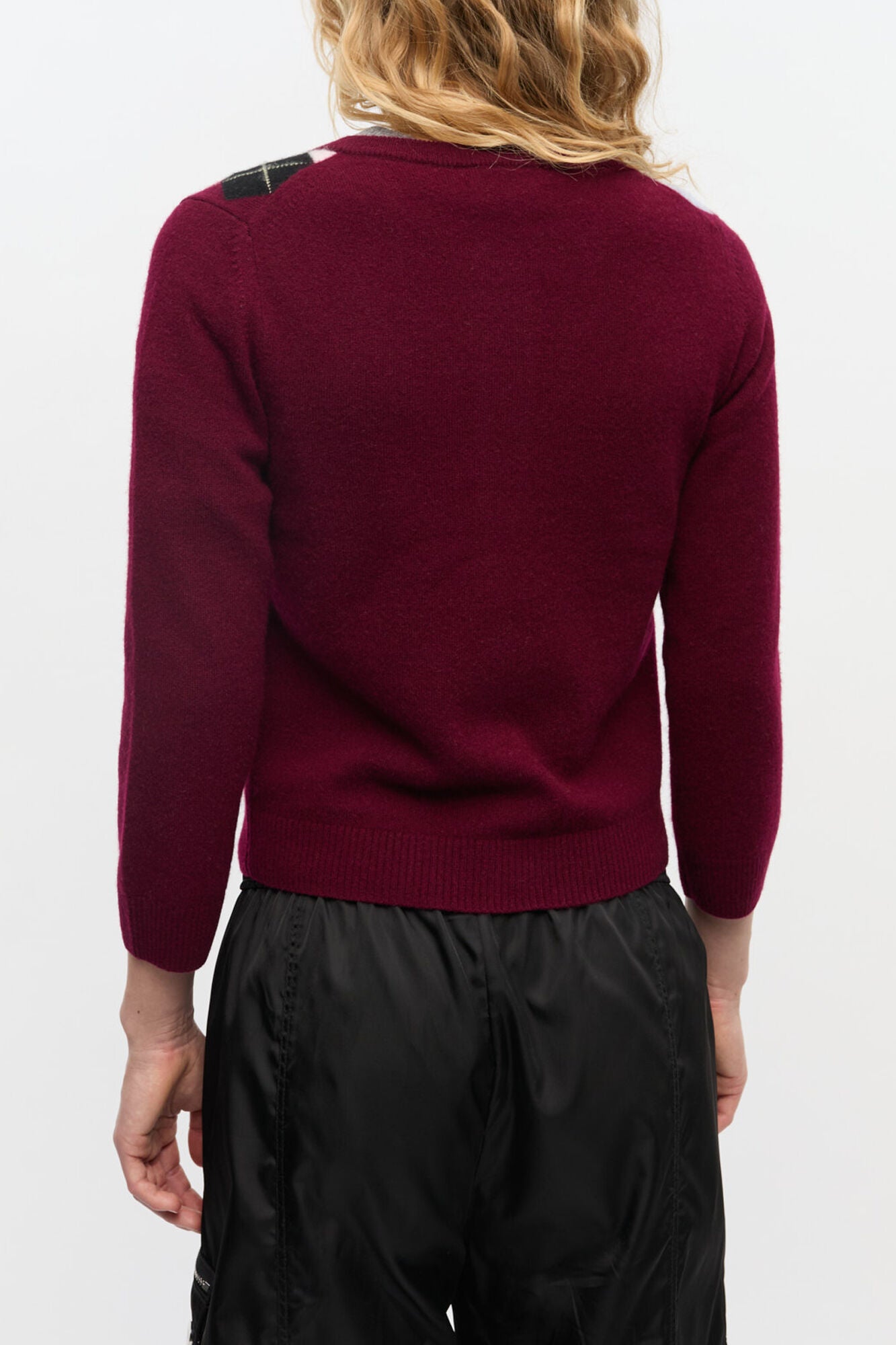 Burgundy Check Cardigan - GANNI