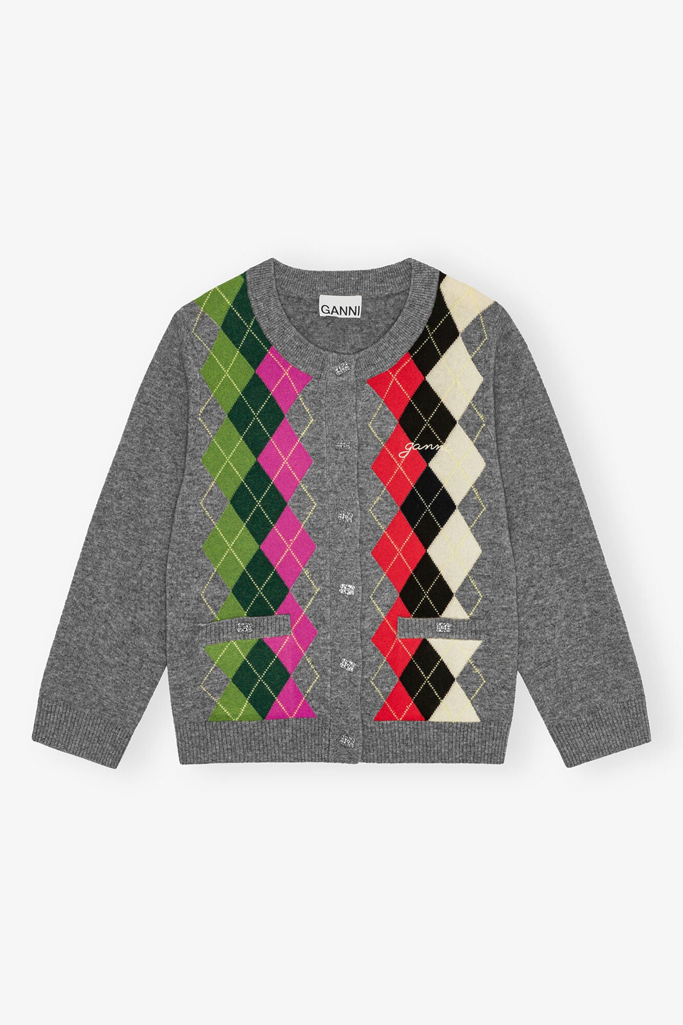 Grey Check Cardigan - GANNI