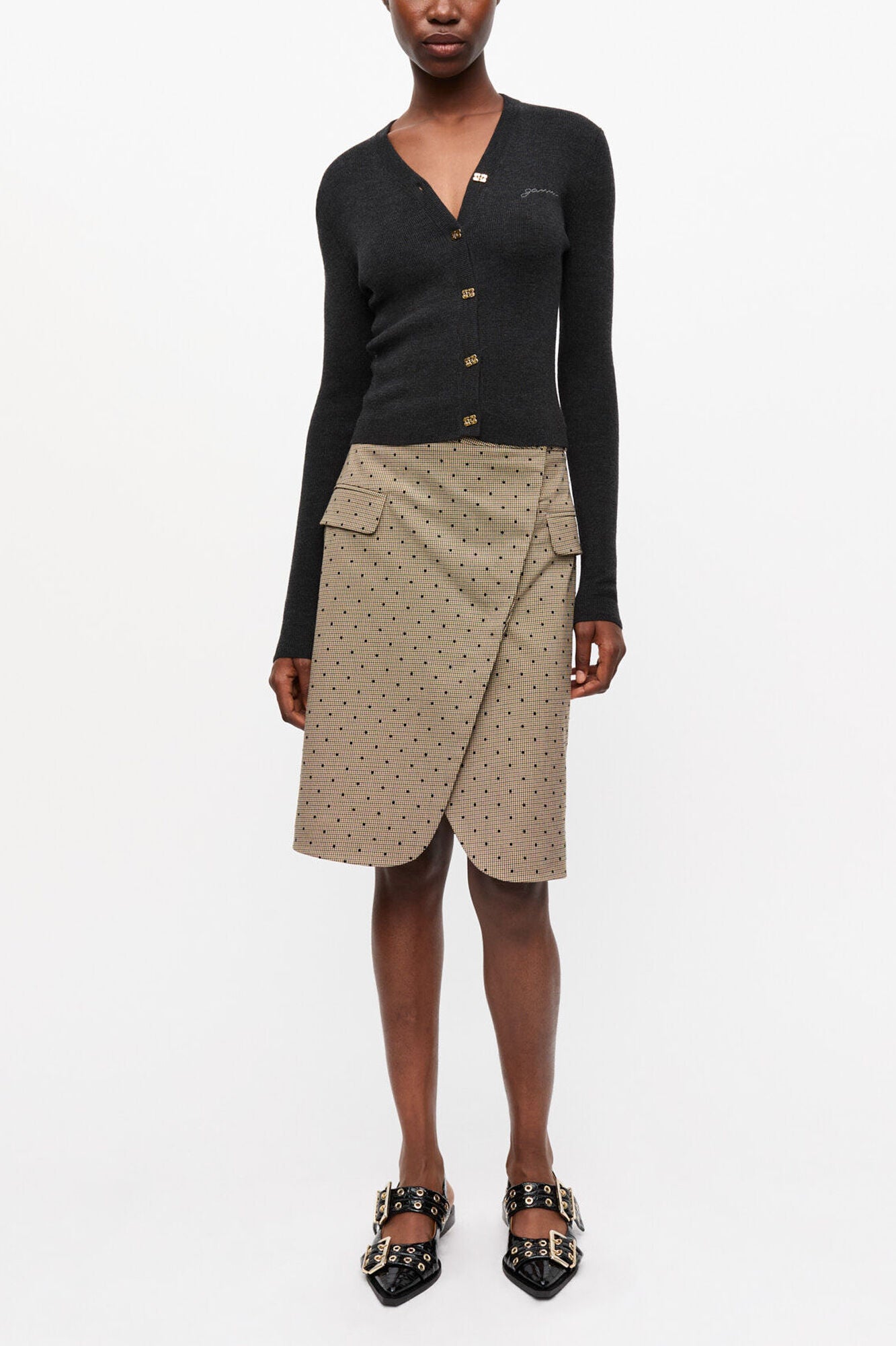 Black Mini Ribbed Merino Cardigan - GANNI