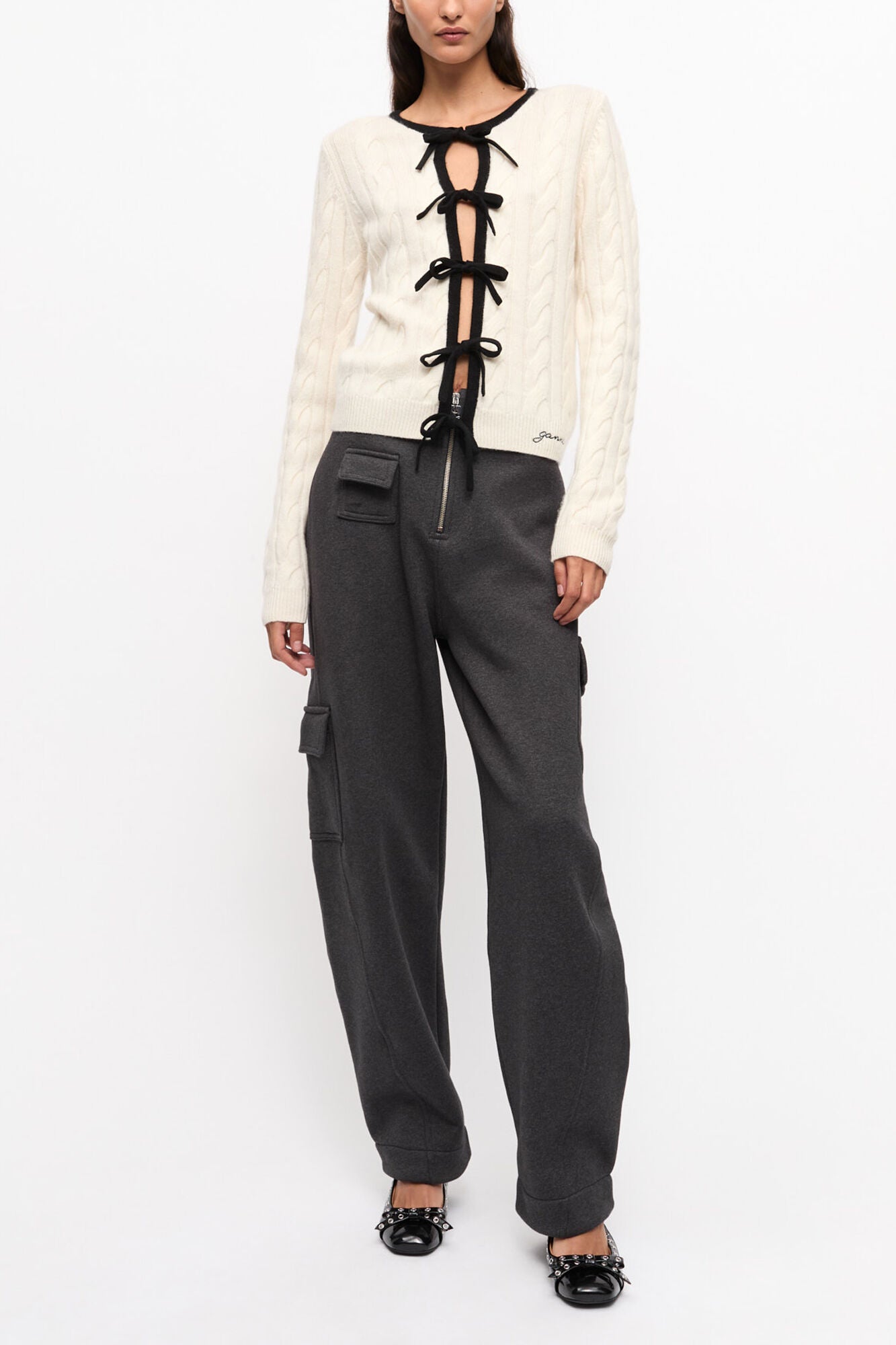 Cardigan in White Cashmere Mix - GANNI