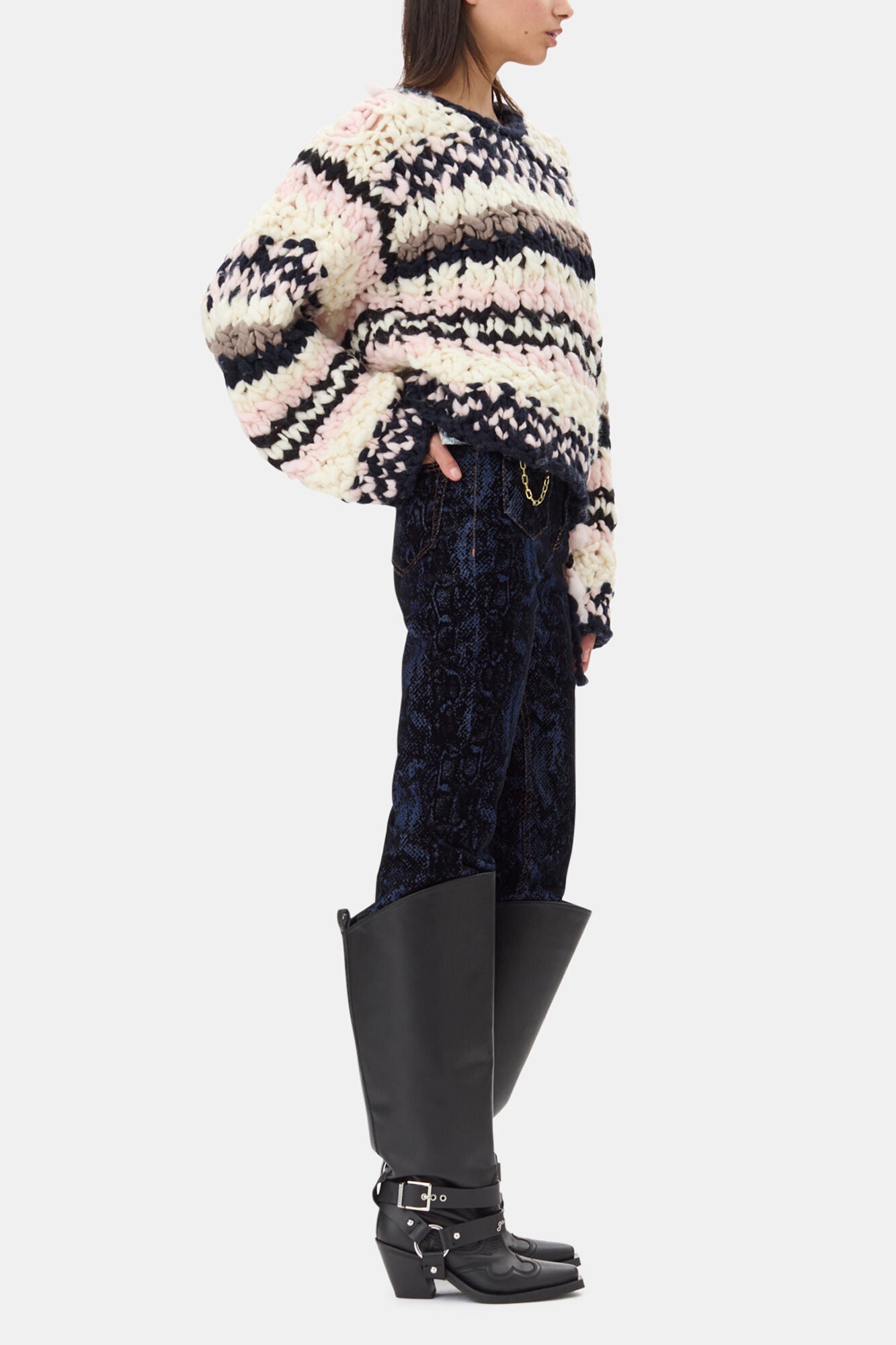 Multicolor Hand-Knit Sweater - GANNI