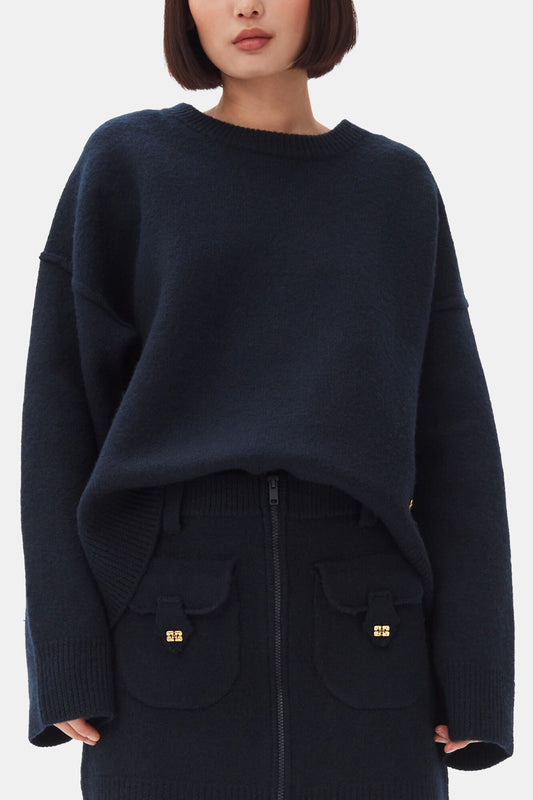 Dark Blue Wool Sweater - GANNI