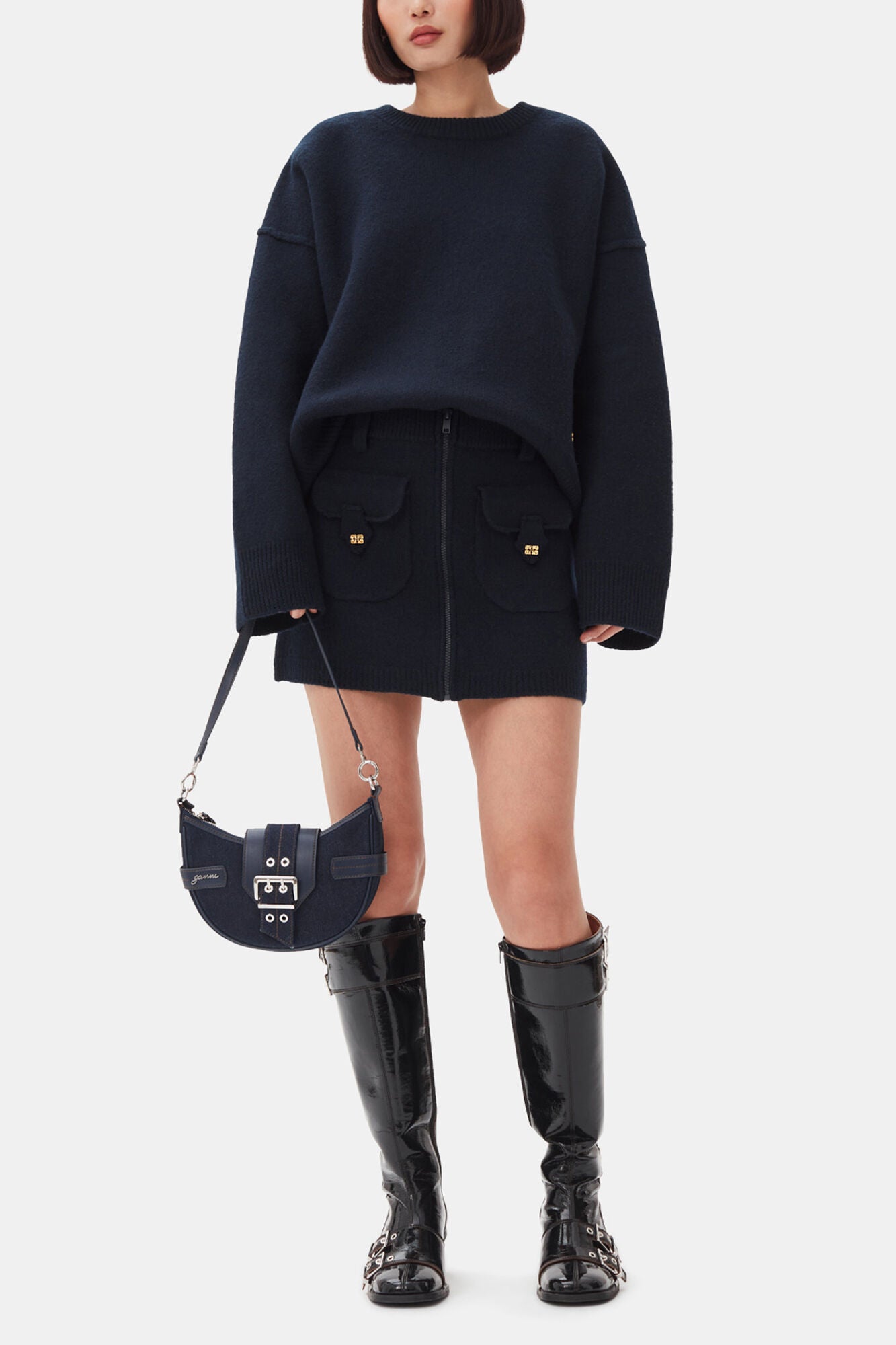 Dark Blue Wool Sweater - GANNI