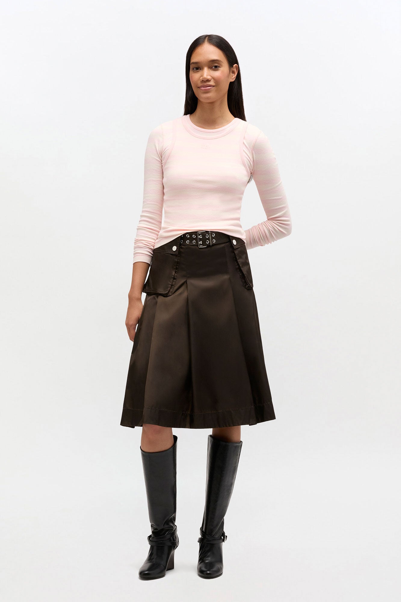 Duchesse Nylon Pleated Skirt - GANNI