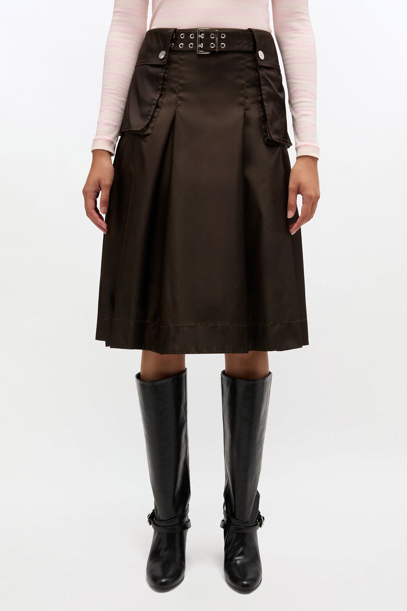 Duchesse Nylon Pleated Skirt - GANNI