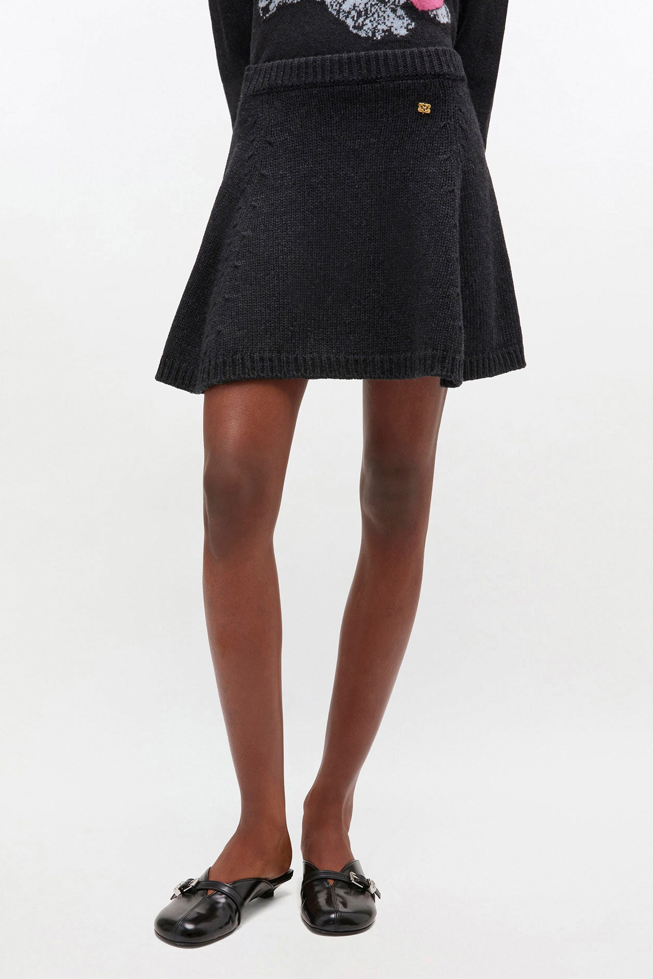 Dark Grey Wool Mini Skirt - GANNI