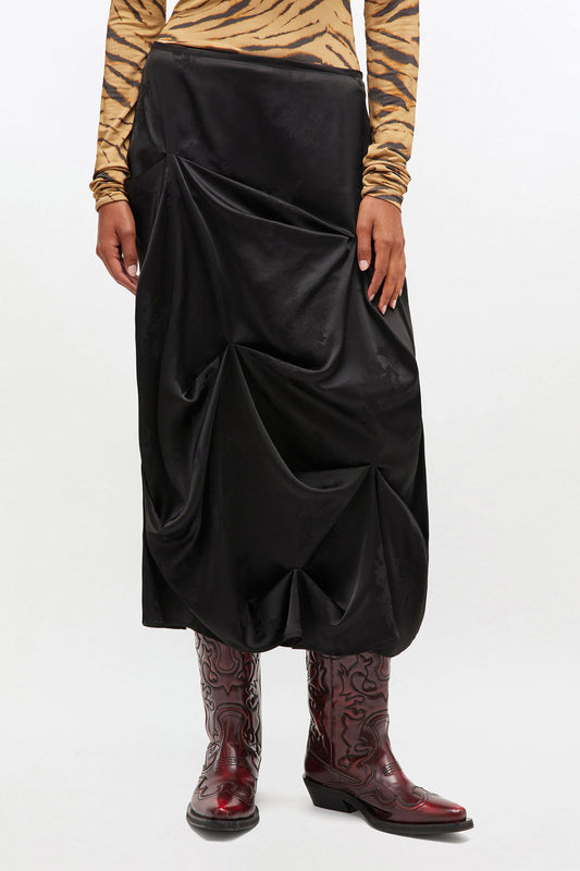 Black Draped Skirt - GANNI