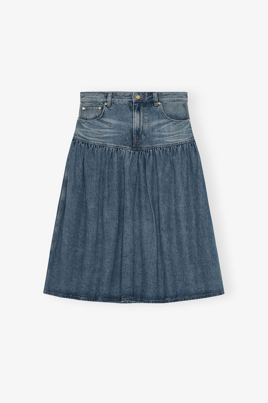 Mid Blue Washed Denim Skirt - GANNI