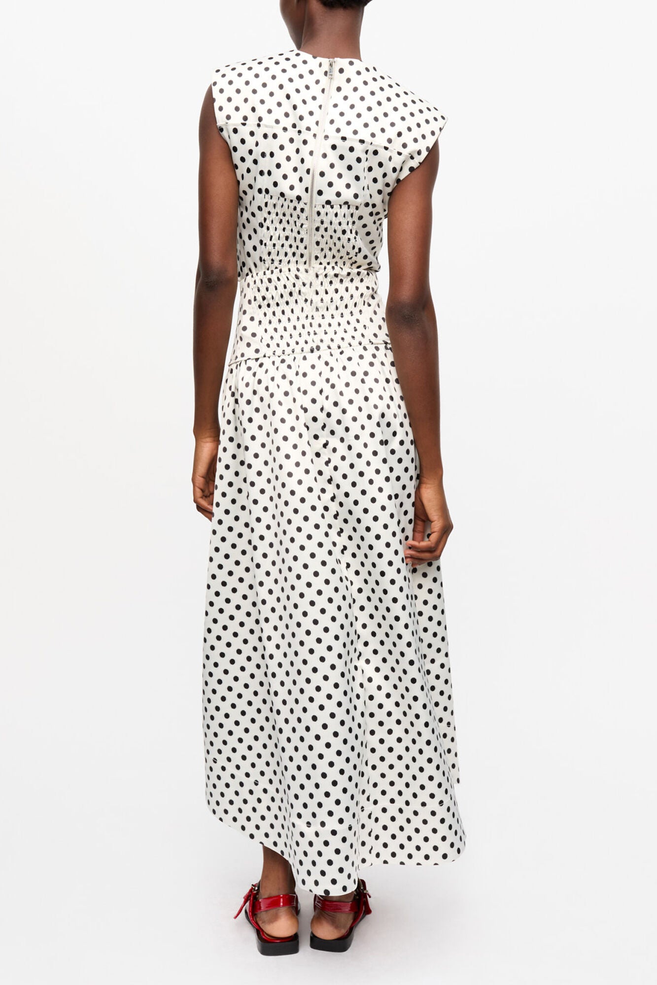 Polka-dot Double Satin Long Pocket Skirt - GANNI