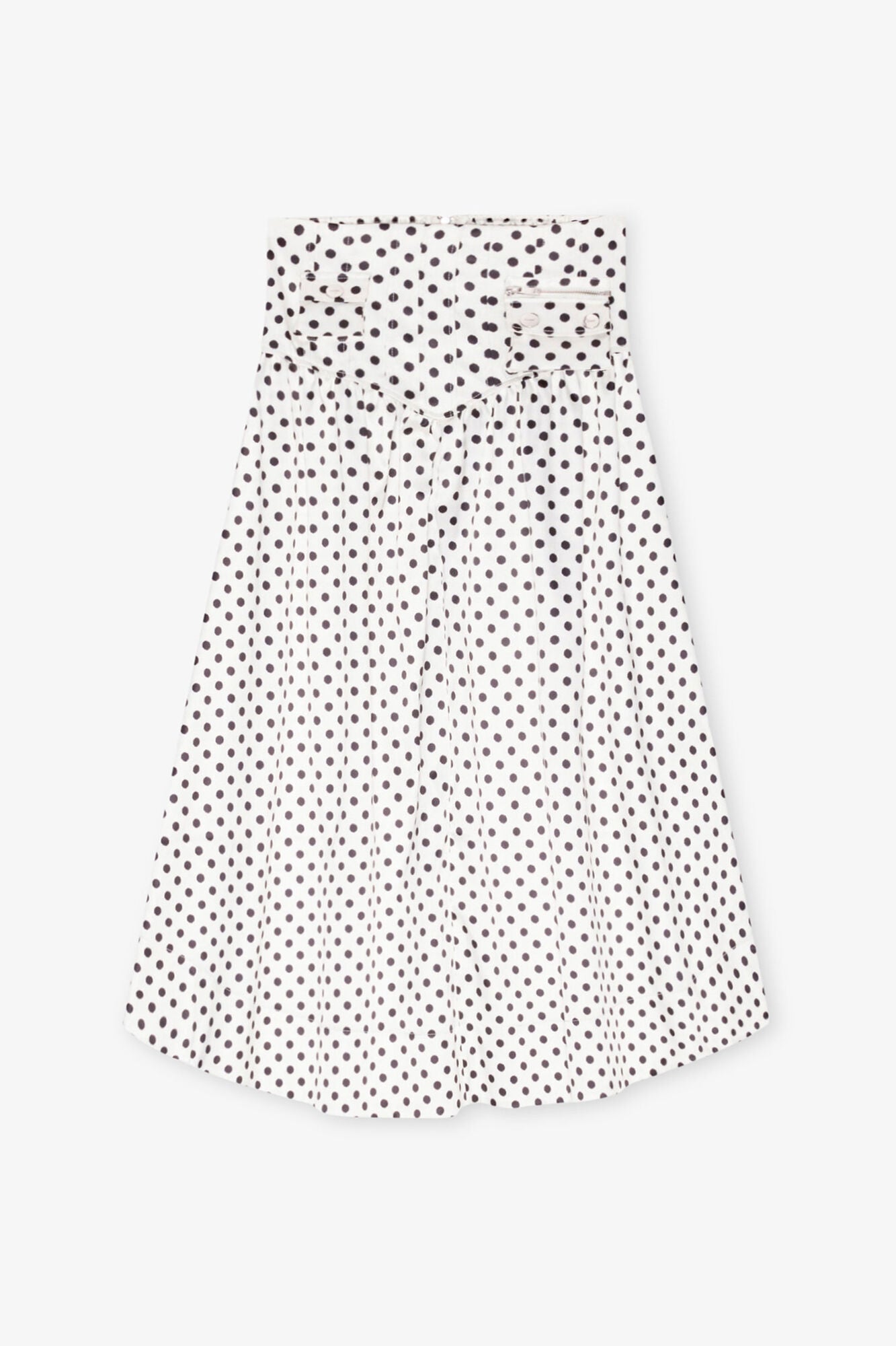 Polka-dot Double Satin Long Pocket Skirt - GANNI