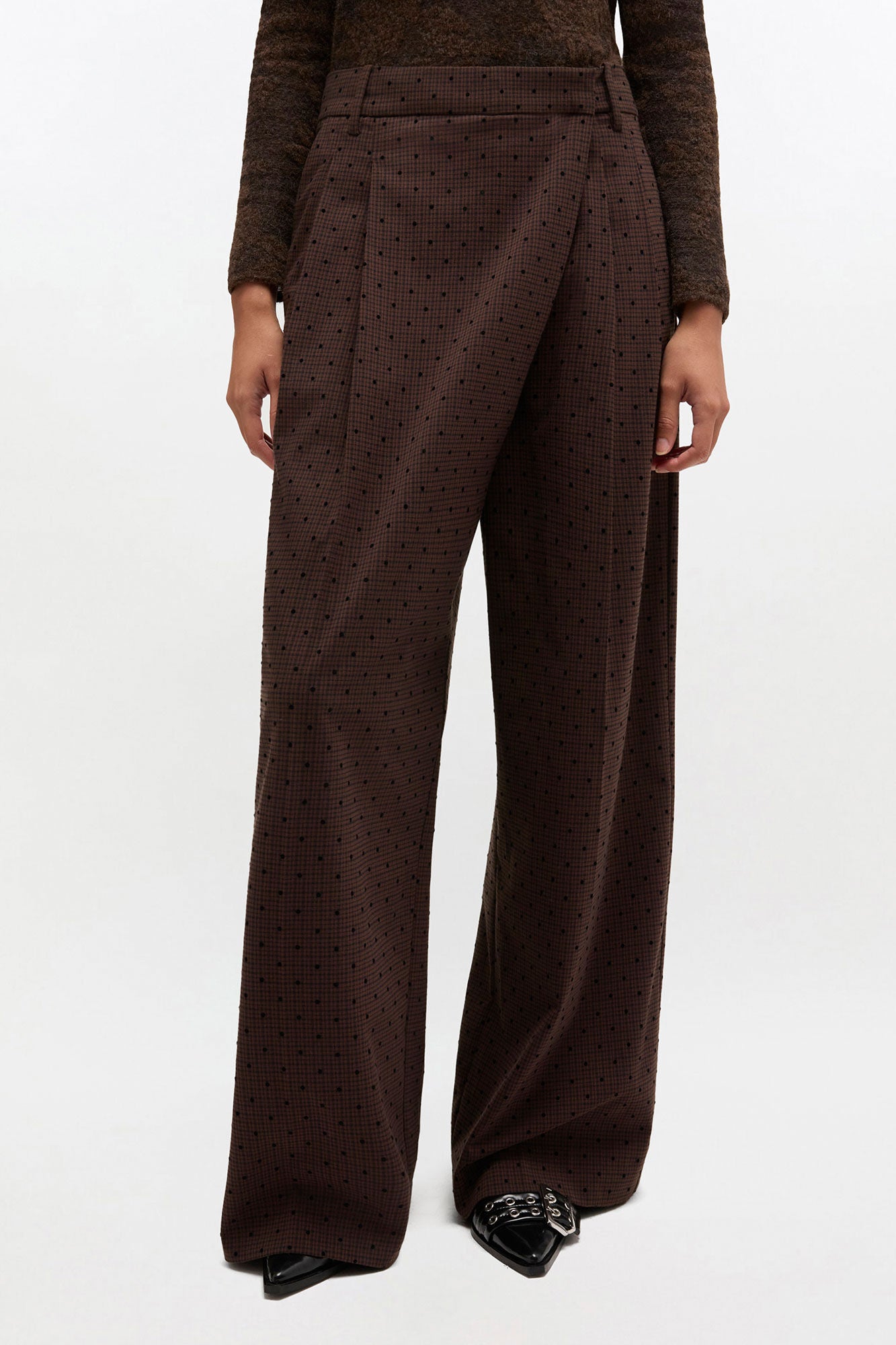 Flock Check Cross-over Pants - GANNI