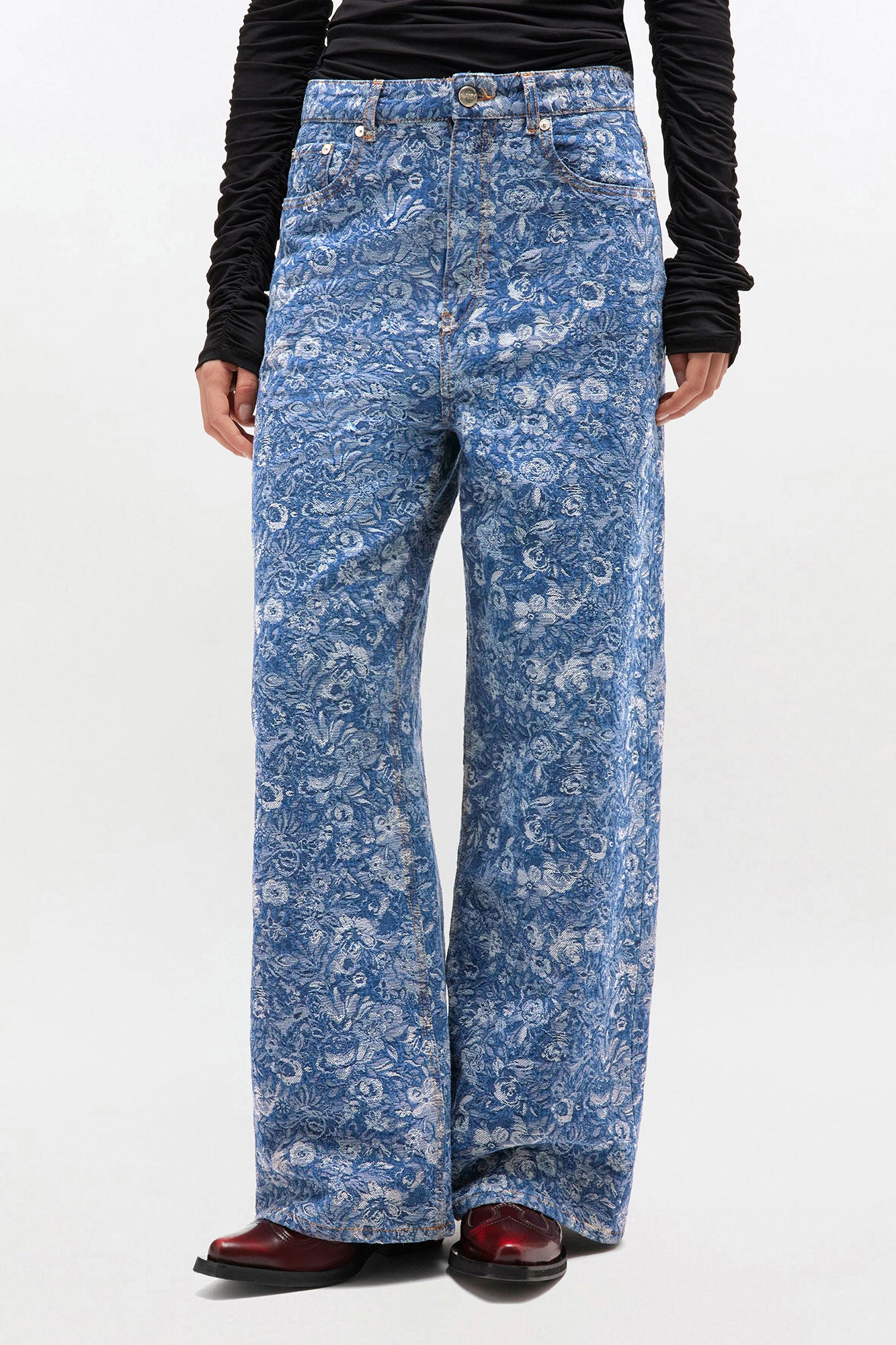 Baggy Jeans in Blue Tapestry Denim - GANNI