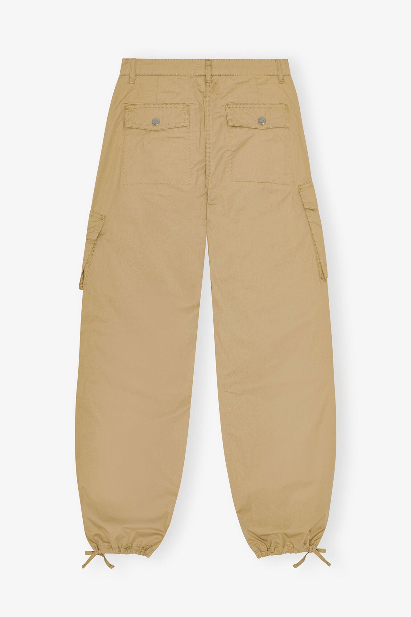 Camel Washed Cotton Twill Pants - GANNI