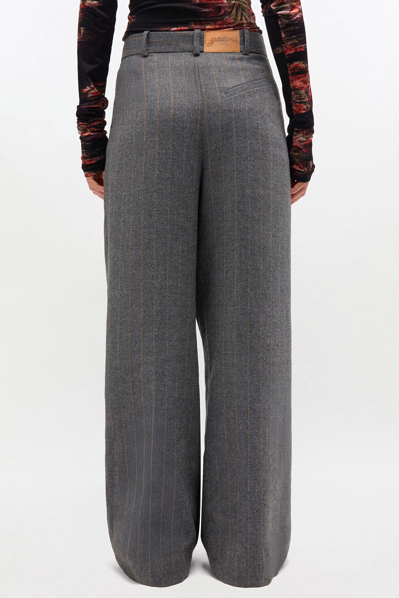Grey Stripe Cross-over Pants - GANNI