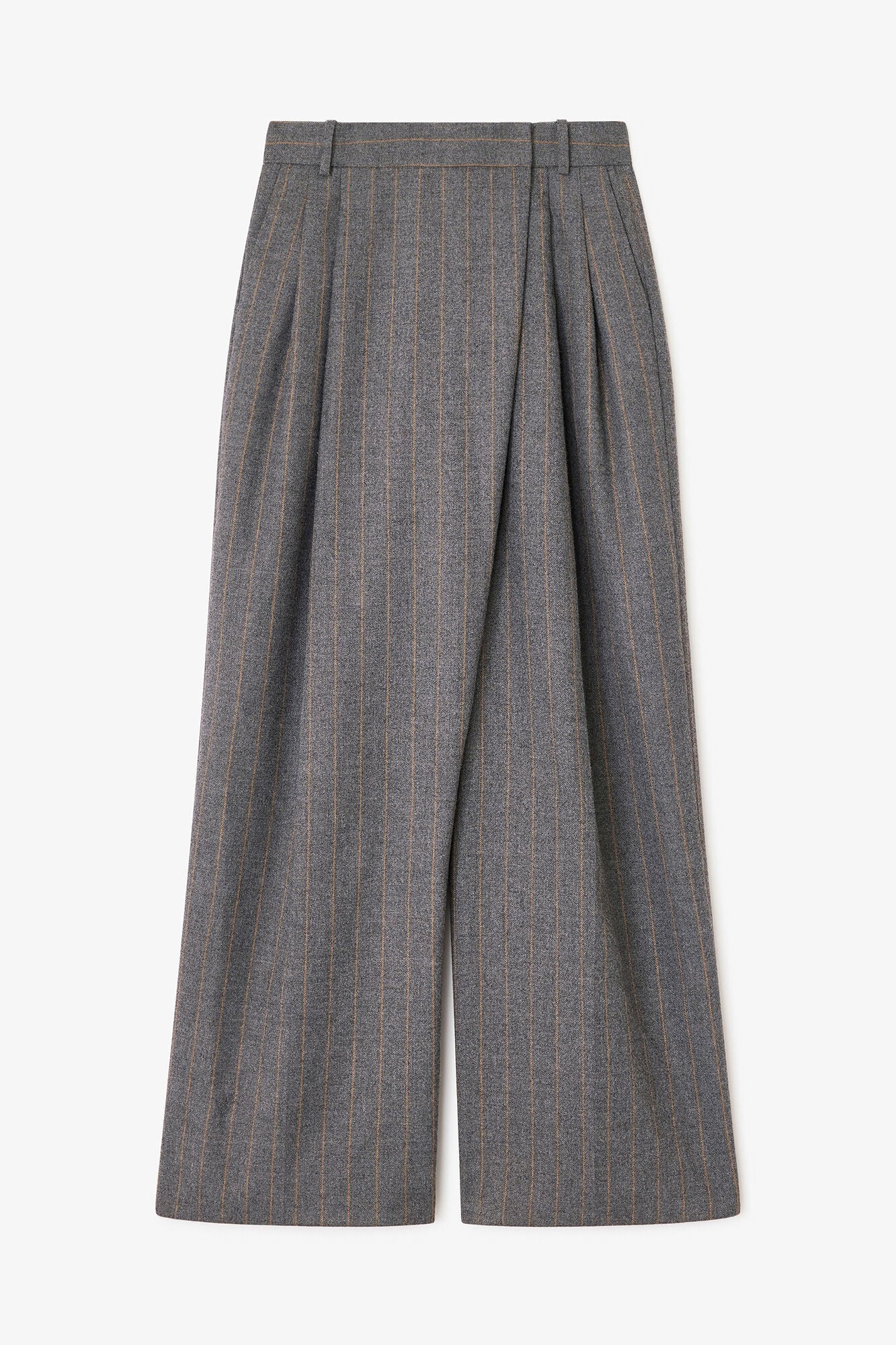 Grey Stripe Cross-over Pants - GANNI
