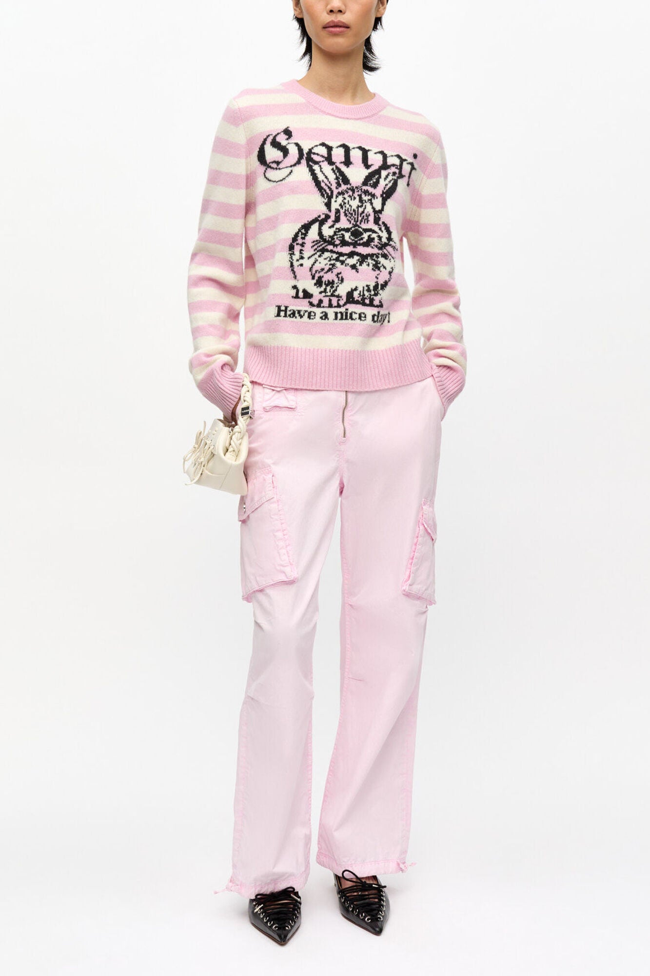 Pink Washed Cotton Twill Pants - GANNI