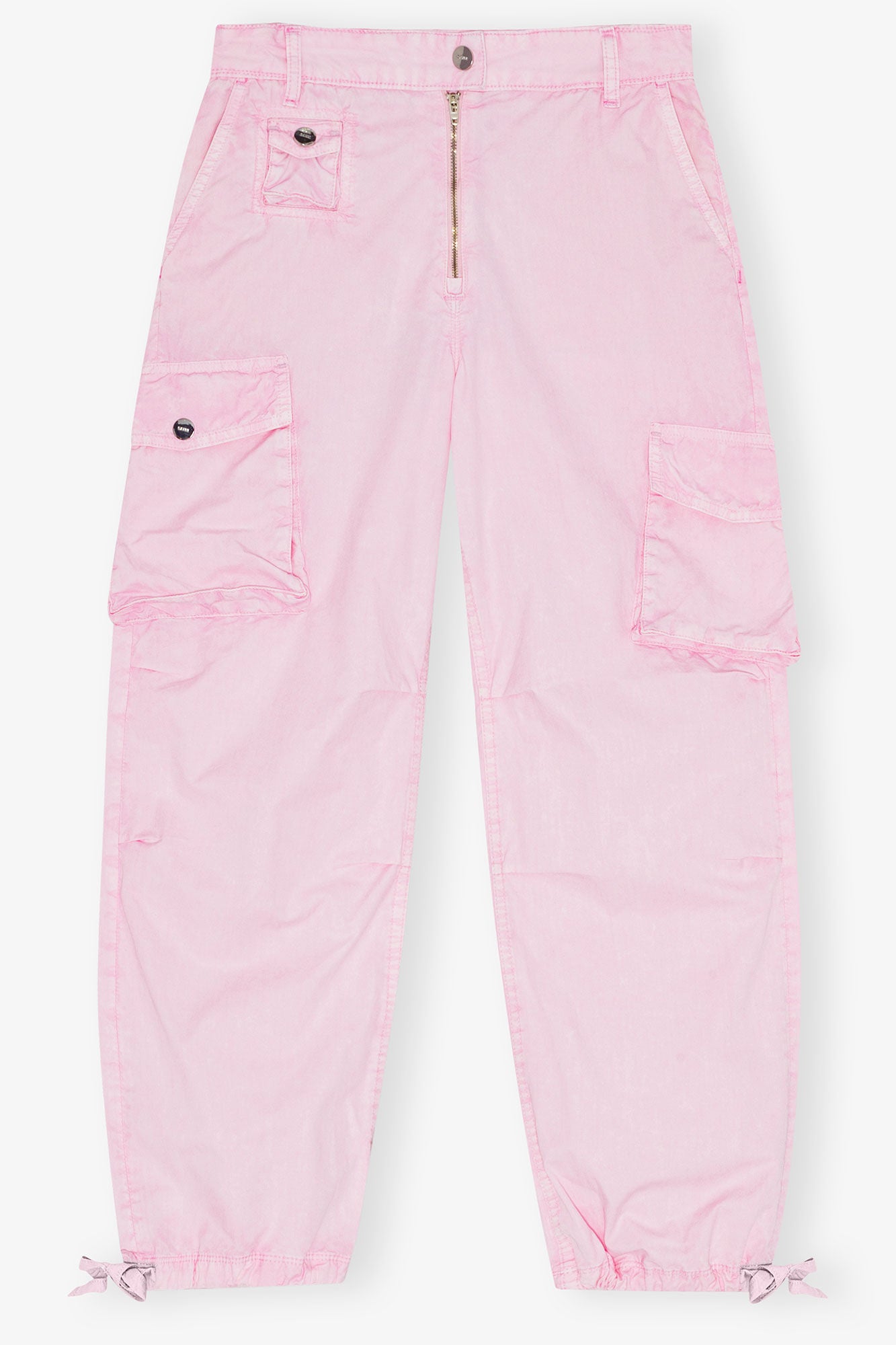 Pink Washed Cotton Twill Pants - GANNI
