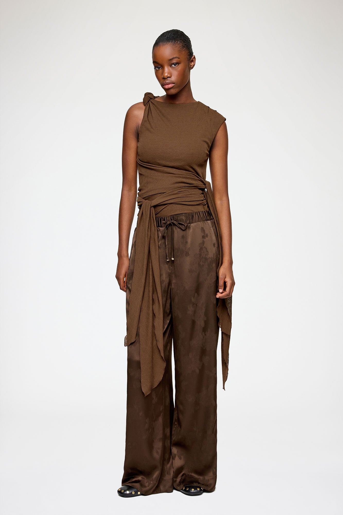 Pants in Brown Satin - GANNI