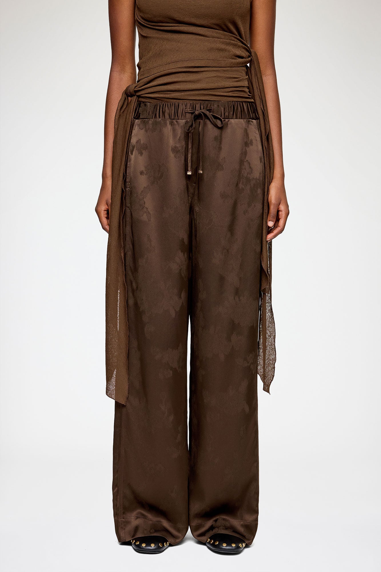 Pants in Brown Satin - GANNI