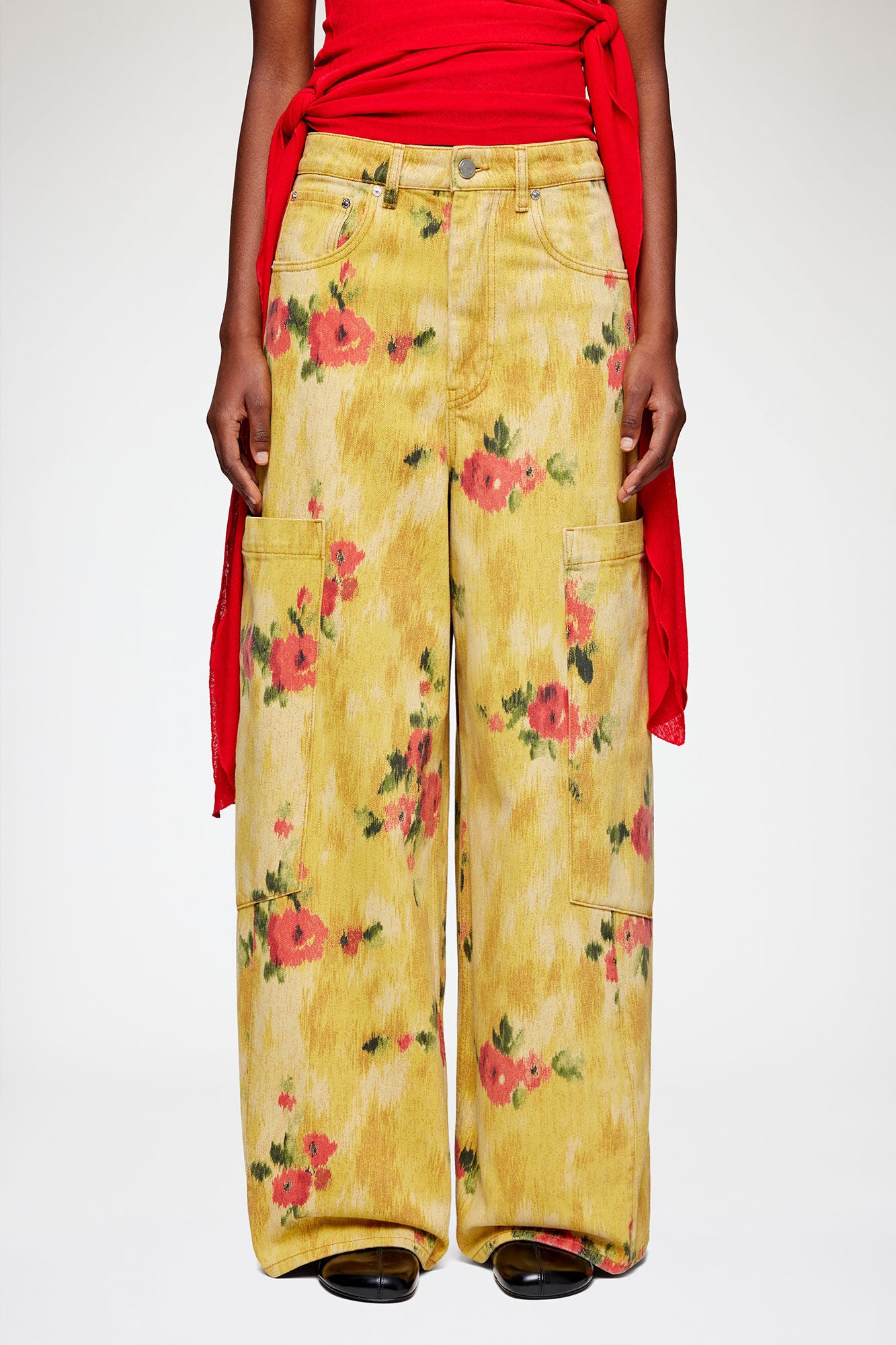 Baggy Cargo Jeans in Printed Denim - GANNI