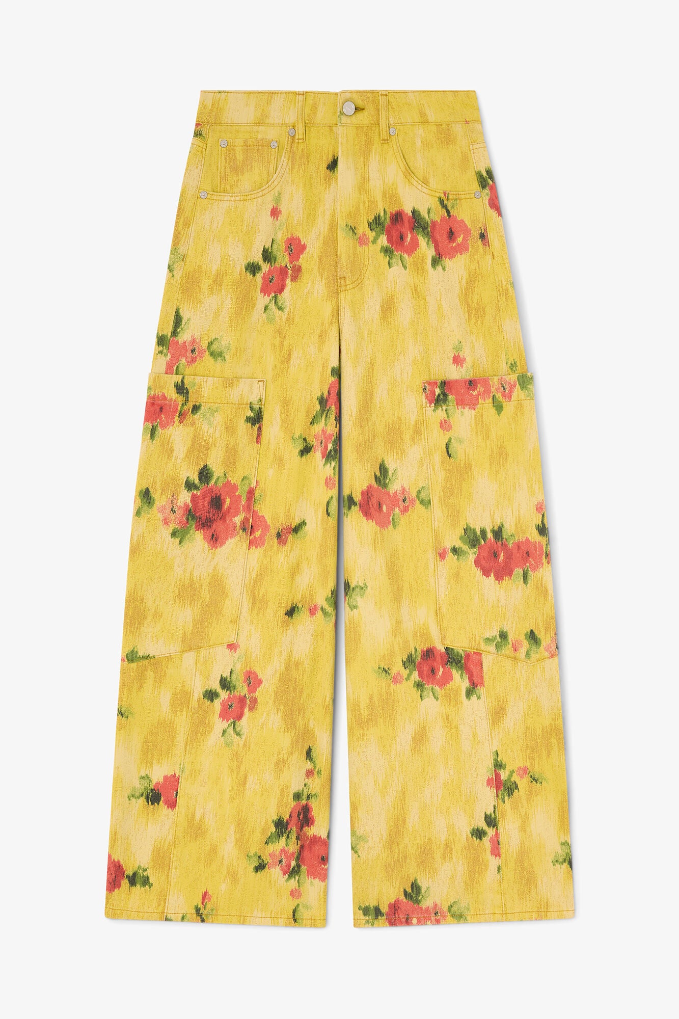 Baggy Cargo Jeans in Printed Denim - GANNI
