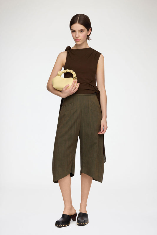 Capri Pants in Brown Wool Melange - GANNI