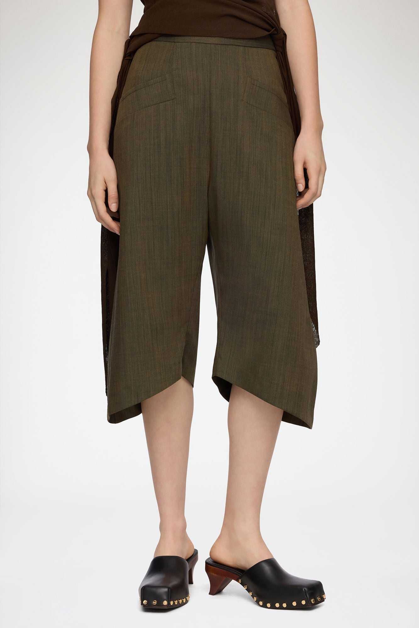 Capri Pants in Brown Wool Melange - GANNI