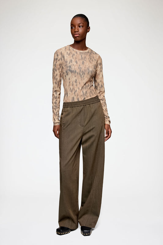 Pants in Brown Wool Melange - GANNI