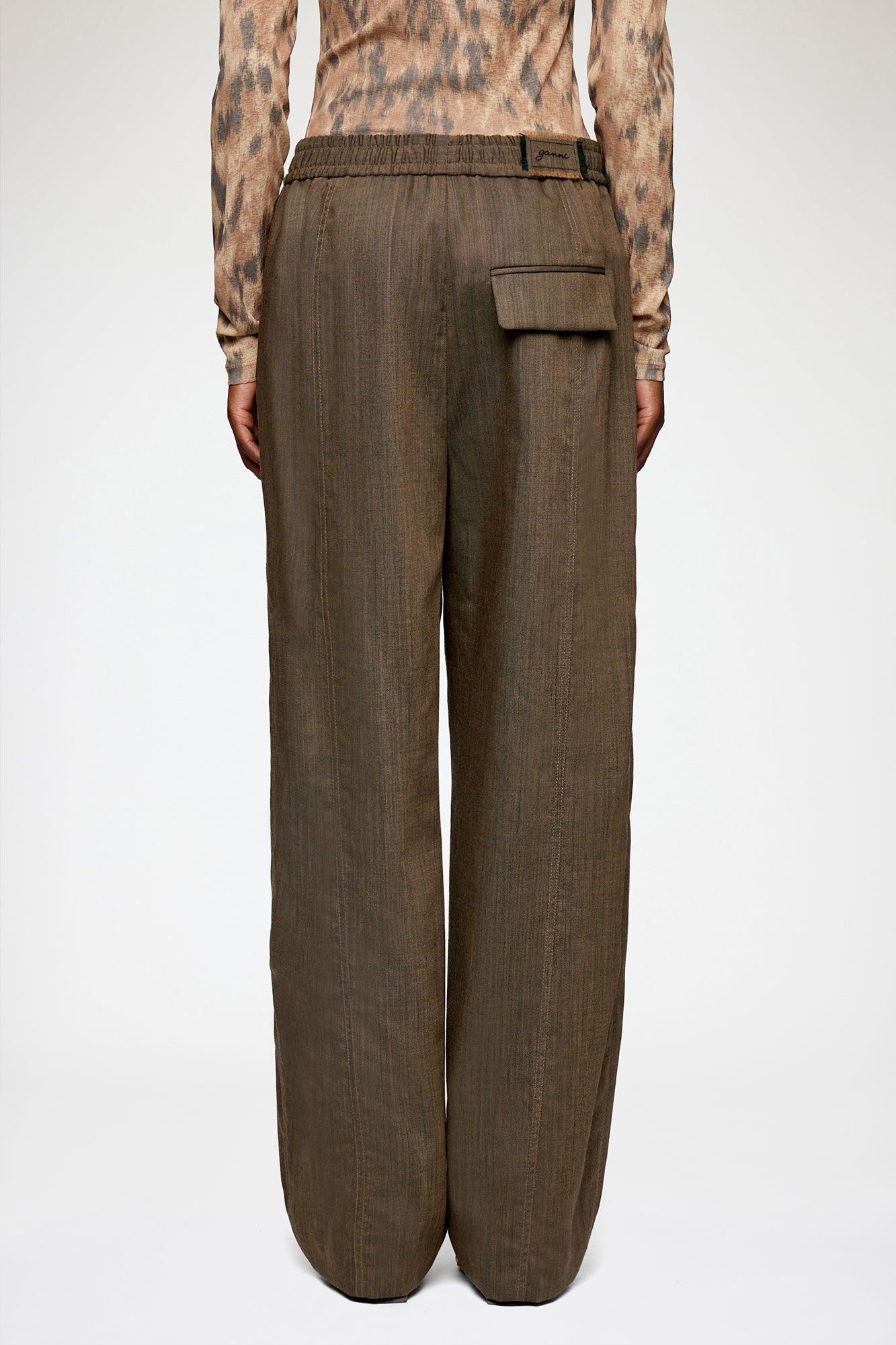 Pants in Brown Wool Melange - GANNI