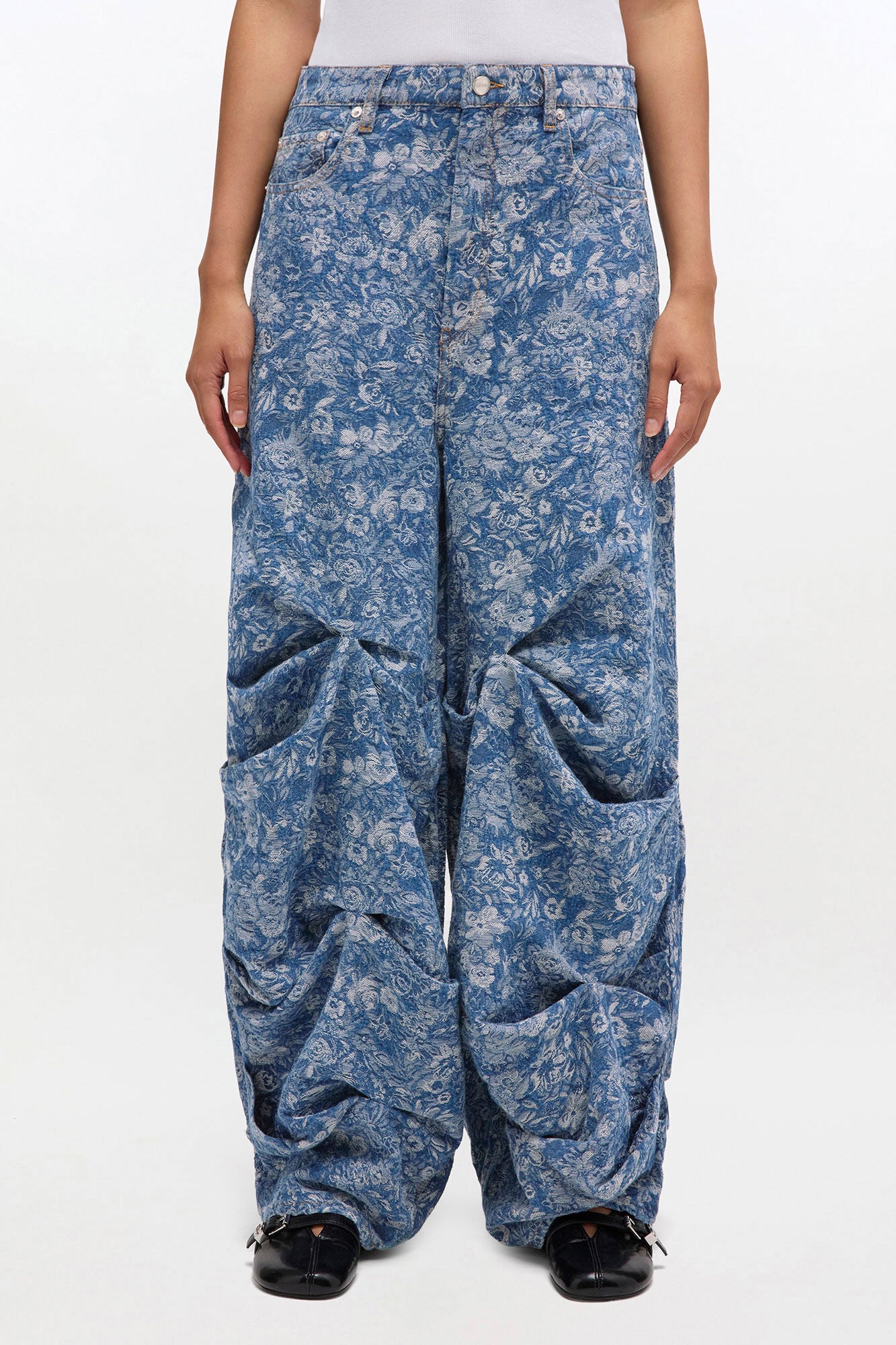 Draped Jeans in Blue Tapestry - GANNI