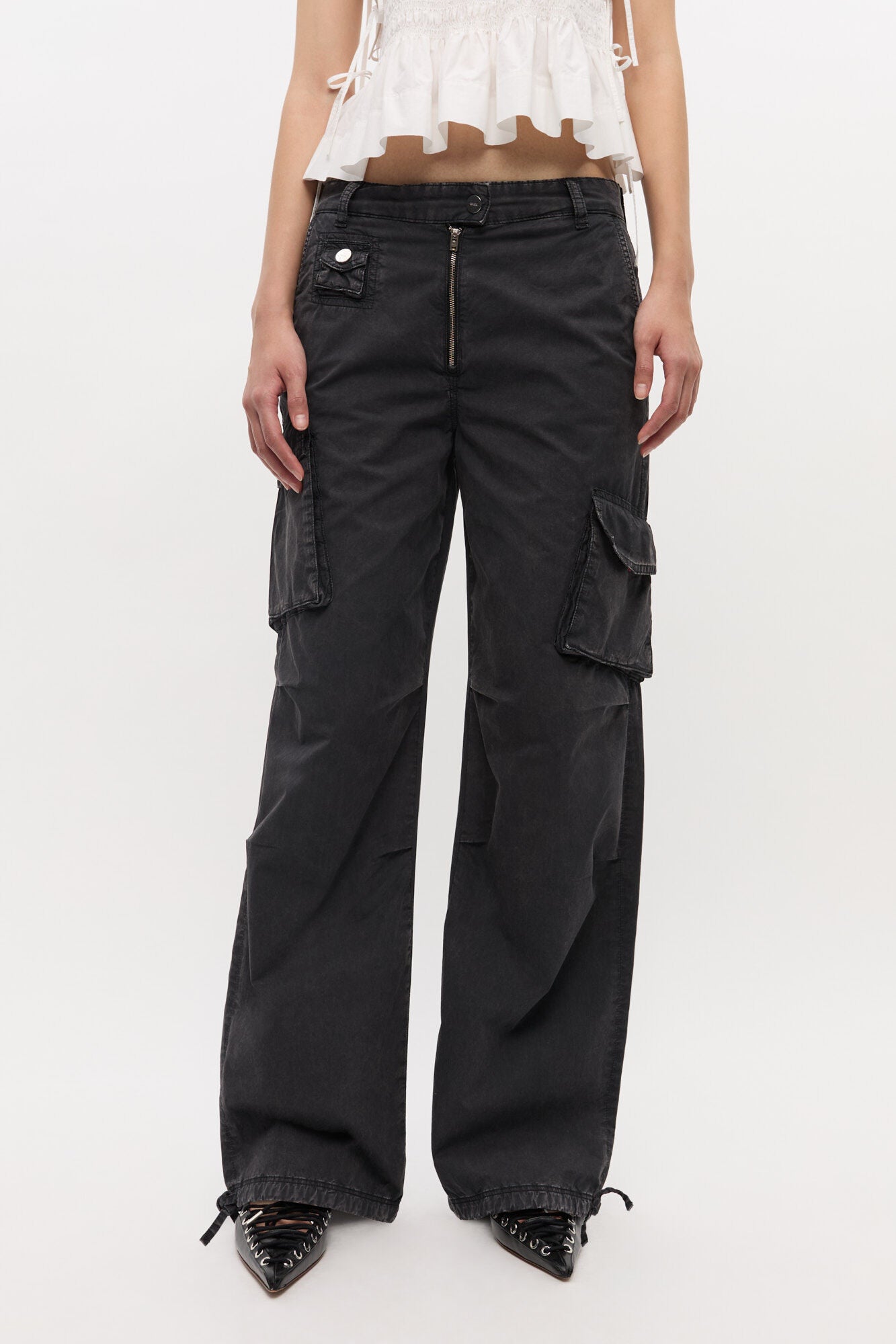 Black Washed Twill Pants - GANNI