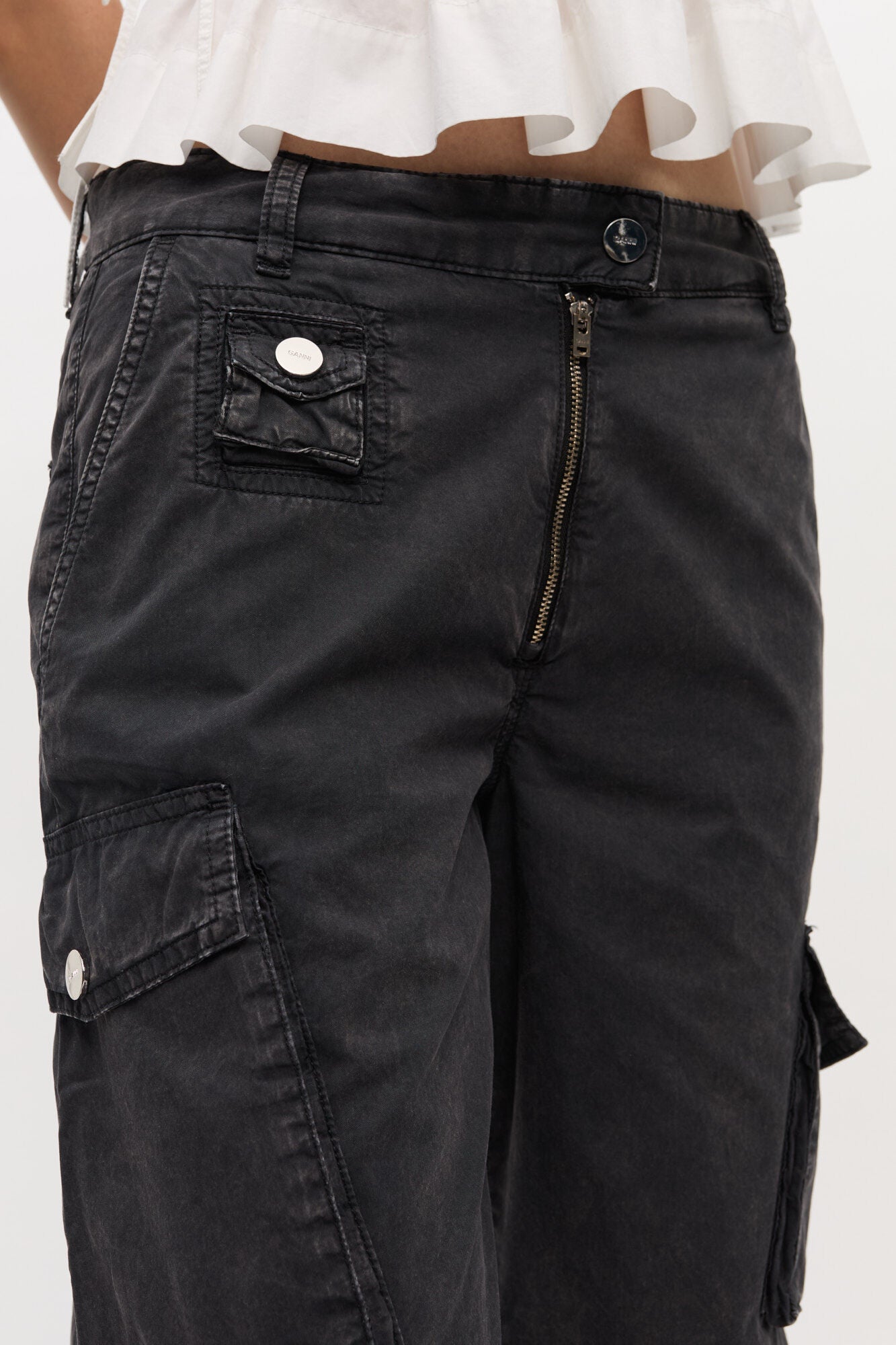 Black Washed Twill Pants - GANNI