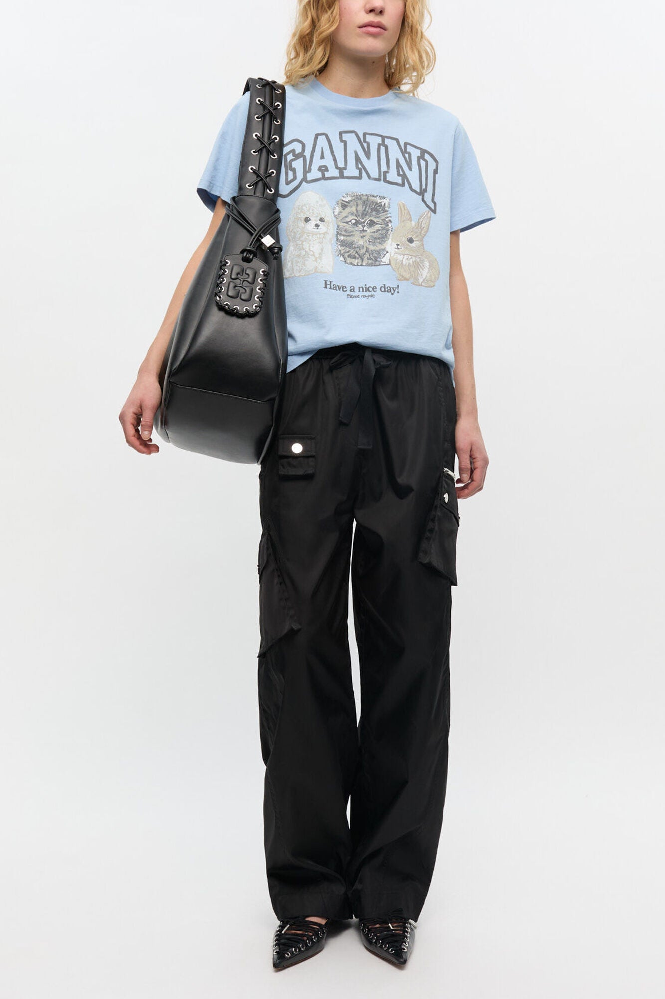 Black Nylon Elasticated Pants - GANNI