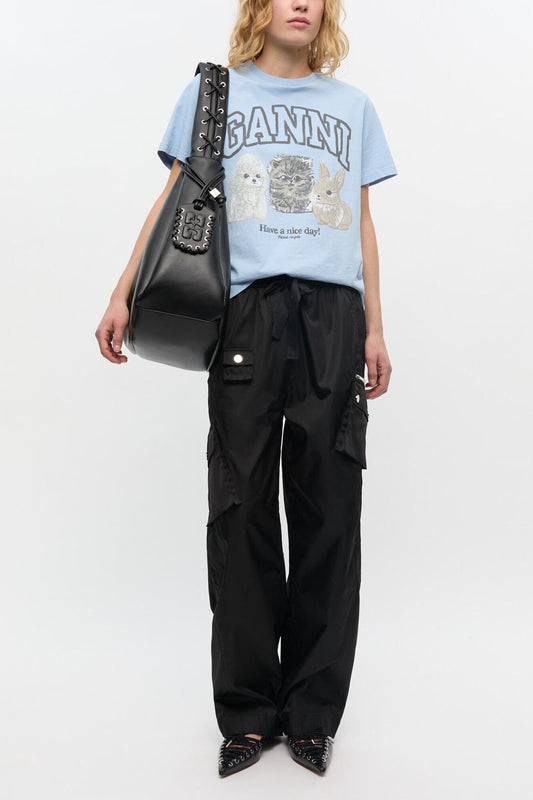 Black Nylon Elasticated Pants - GANNI