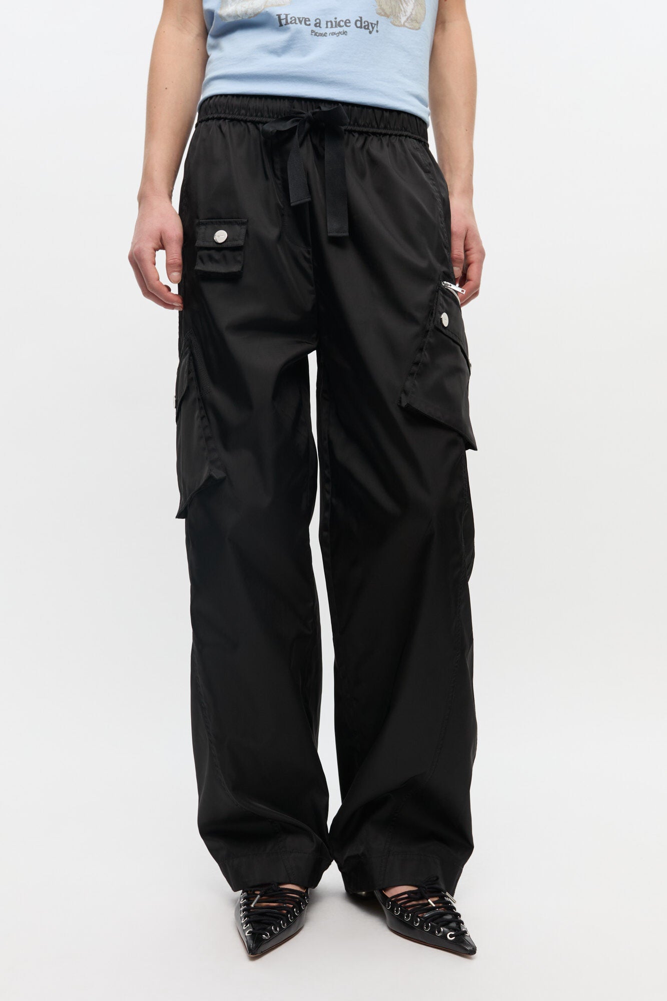 Black Nylon Elasticated Pants - GANNI