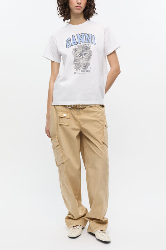 Washed Stretch Cotton Pocket Pants - GANNI